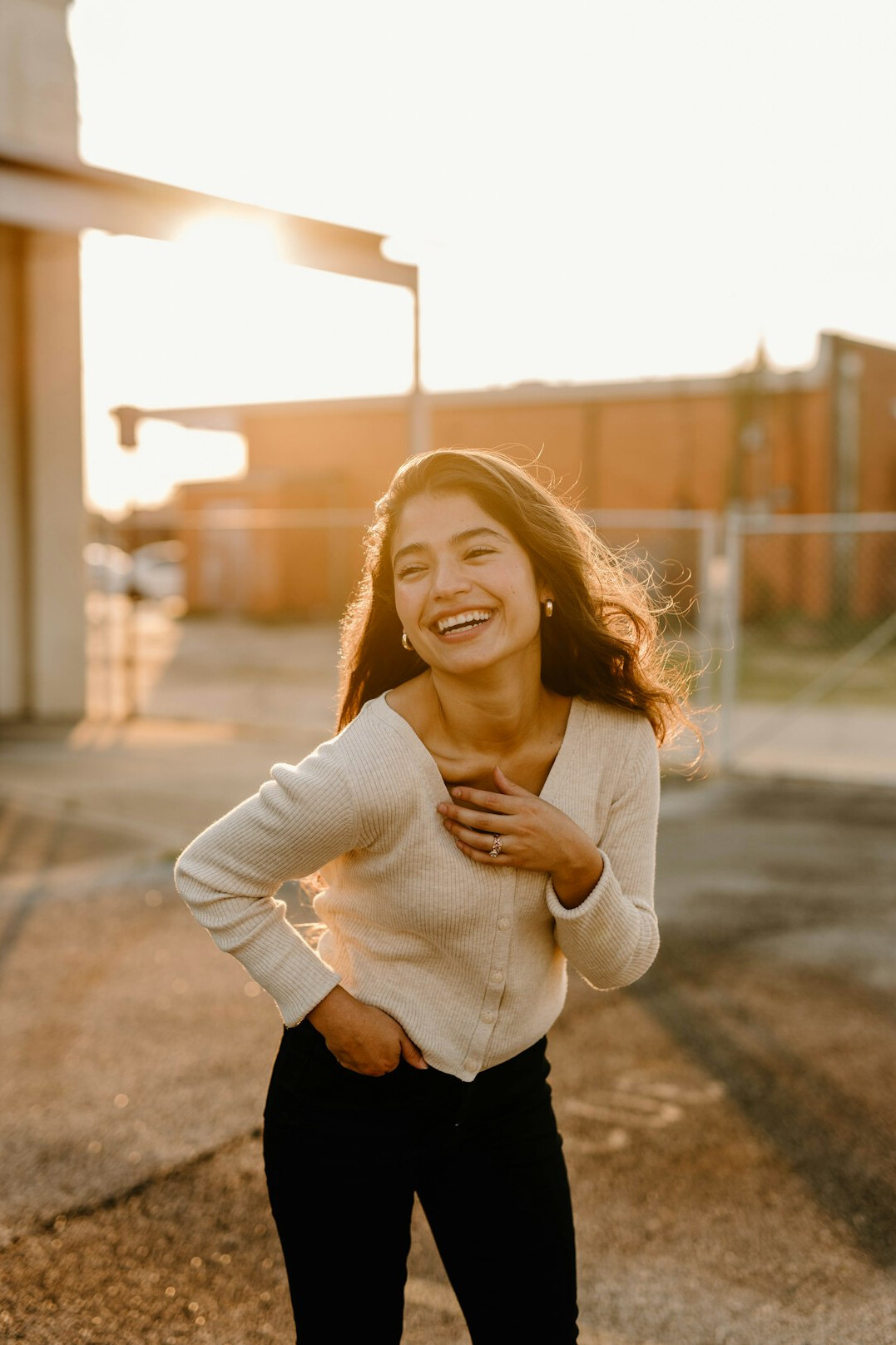 Studio portrait of a Croatian woman in business casual attire smiling